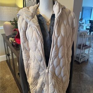 FP Movement Women's Cream Quilted Hooded Vest